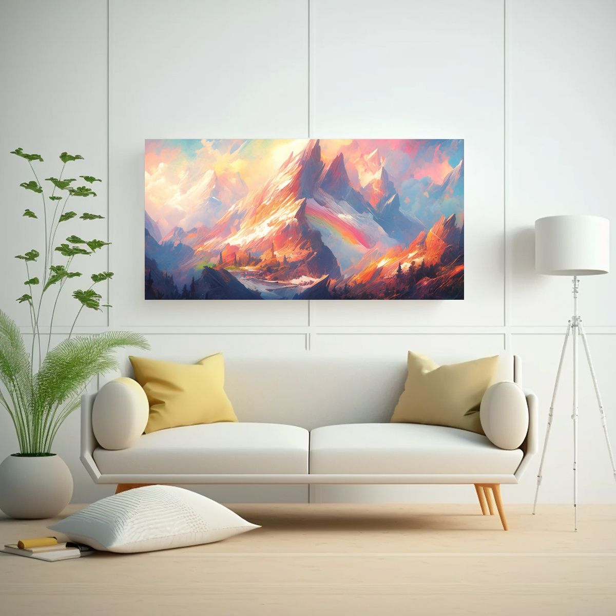 GENERICO - Cuadro Abstracto Montañas Famosas Con Colores 100x50 Cm