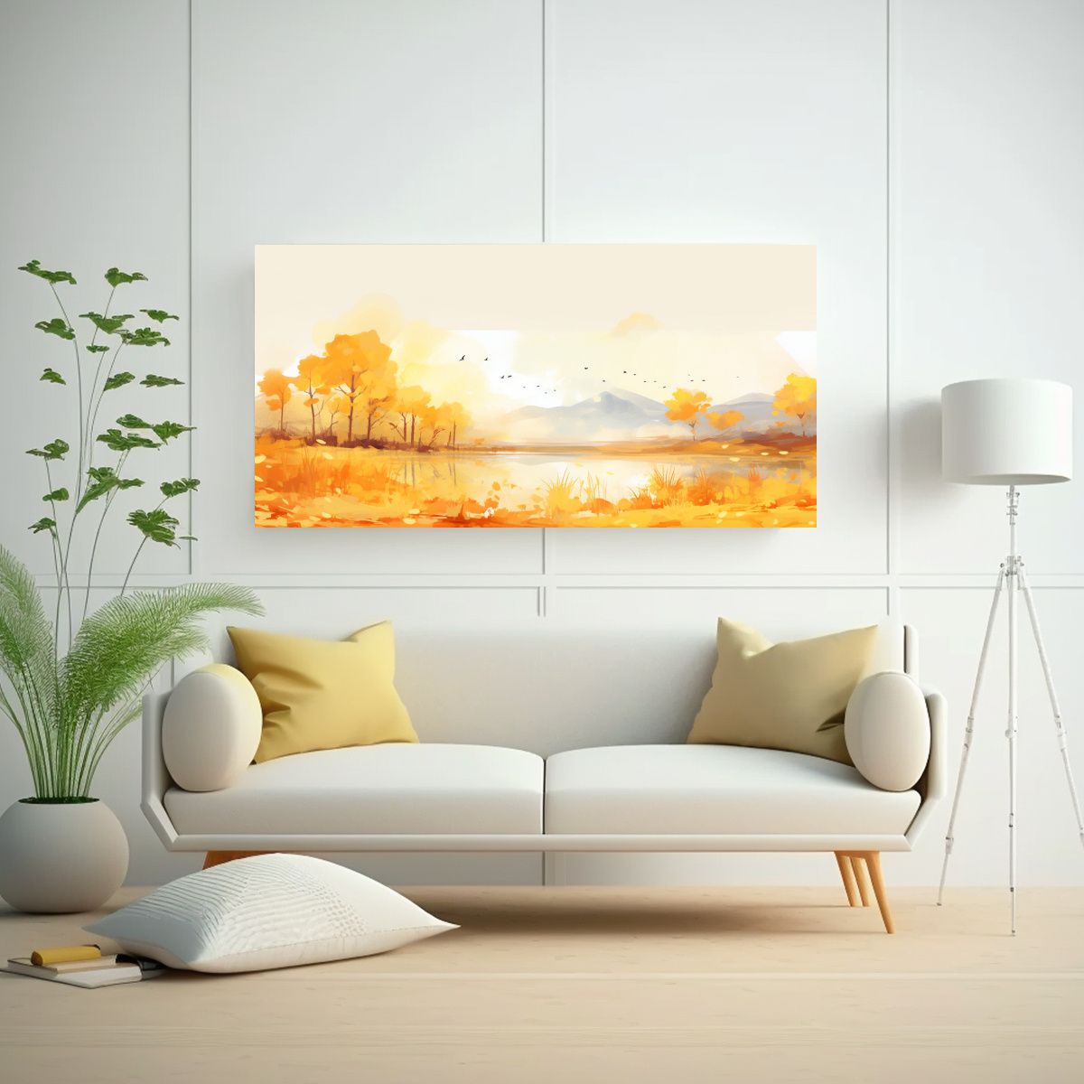 GENERICO - Paisaje Otoñal Con Colores Dorados En Arte Pop 80x40 Cm