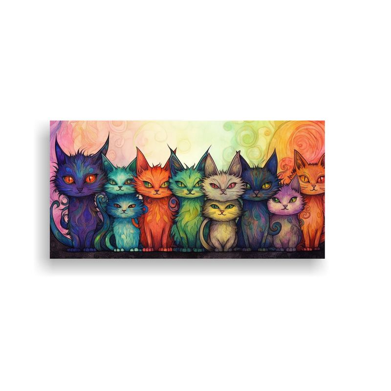 GENERICO - Pintura Lienzo Gatos Coloridos Por Tom Harvey 100x50 Cm