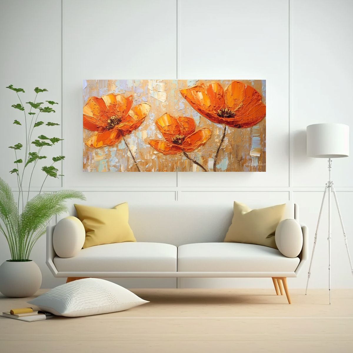 GENERICO - Pintura Abstracta Minimalista De Flores En 100x50 Cm