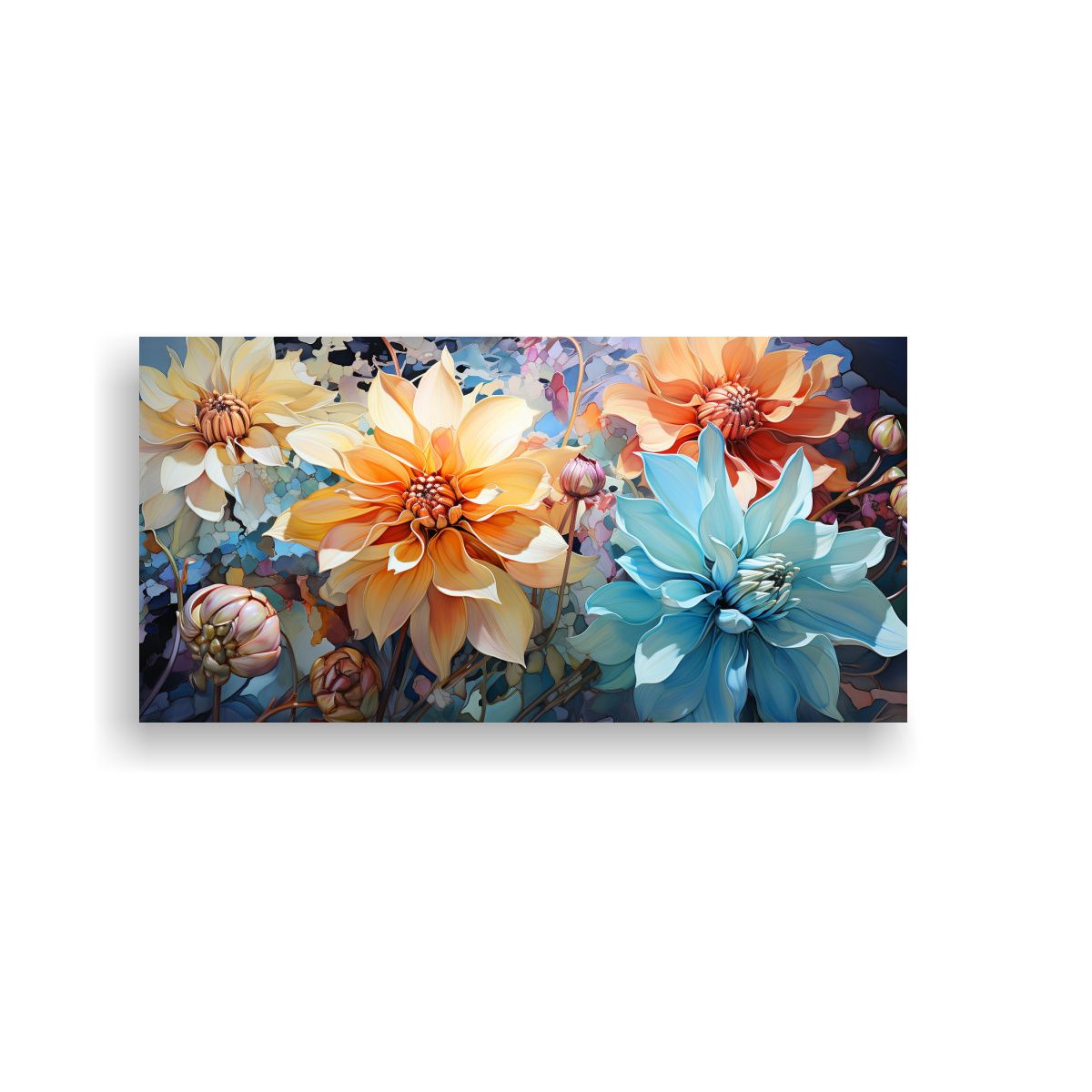 GENERICO - Pintura De Arte De Pared Abstracta De Dalias En 80x40 Cm