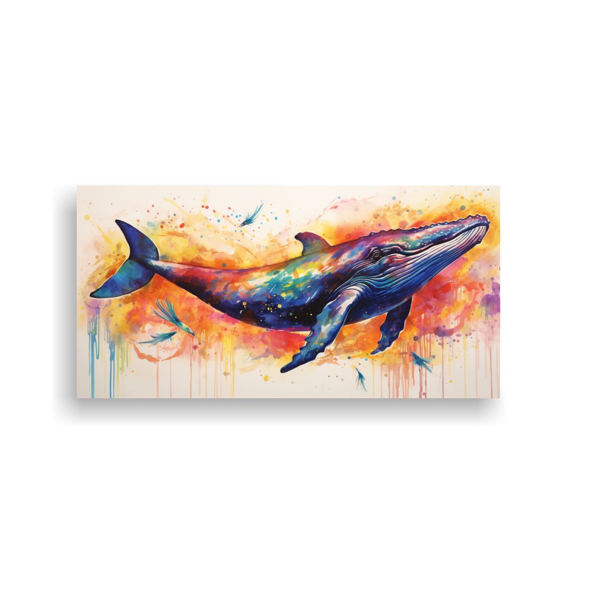 GENERICO - Cuadro Movimiento Rectangular Ballena Jorobada 60x30 Cm