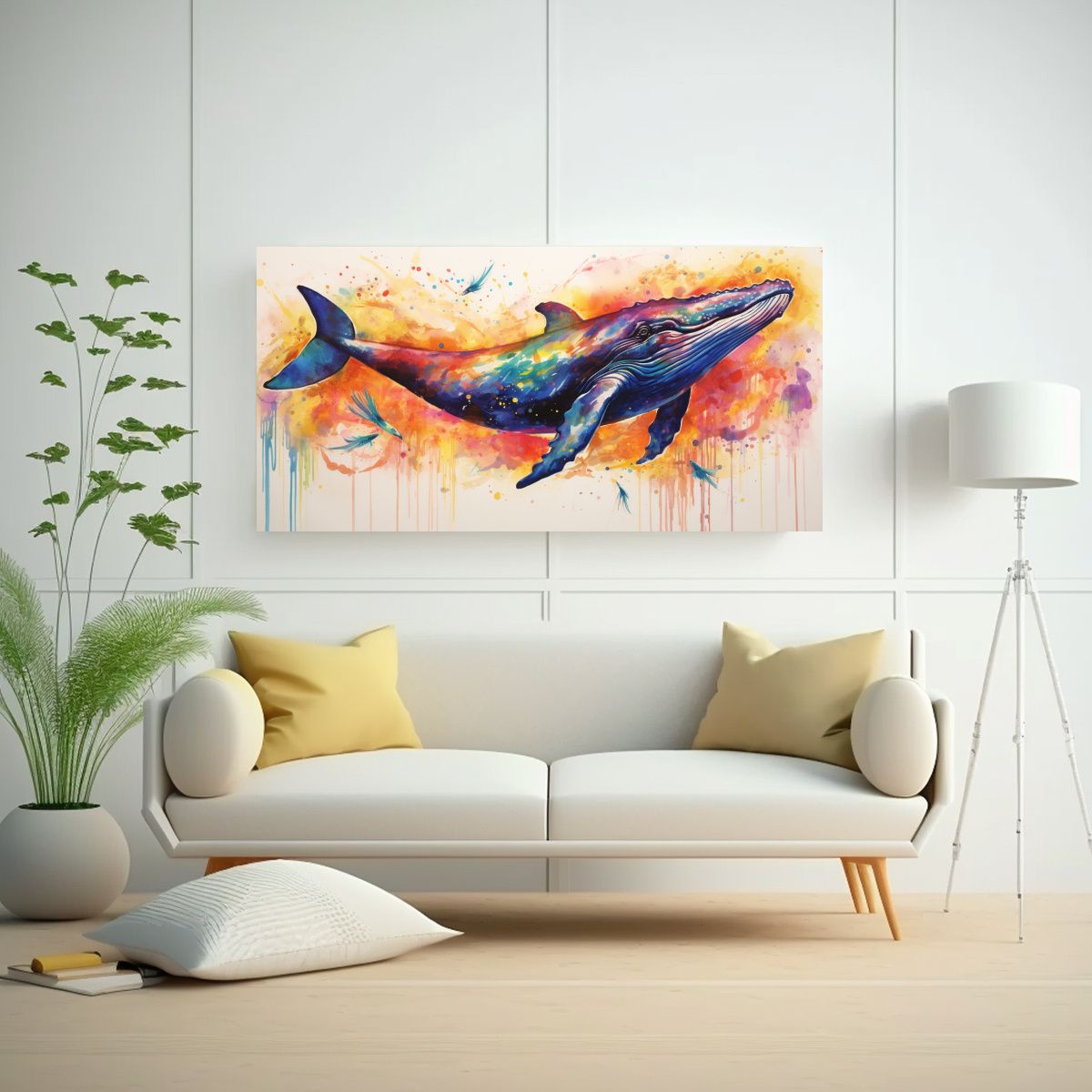 GENERICO - Cuadro Movimiento Rectangular Ballena Jorobada 60x30 Cm
