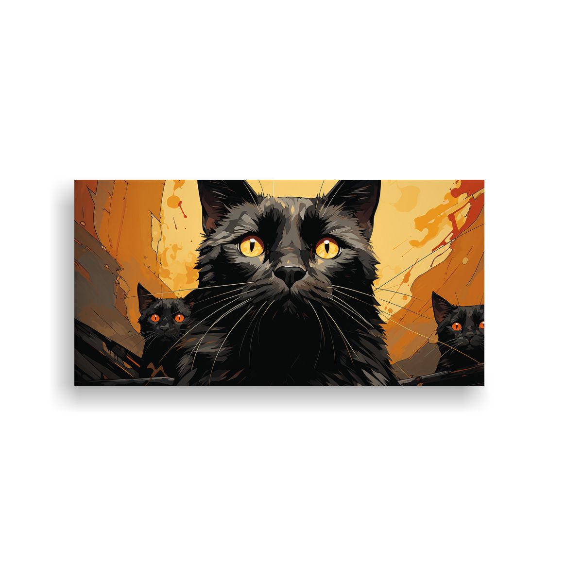 GENERICO - Pinturas Decorativas De Gatos Negros En Una Pila 100x50 Cm.