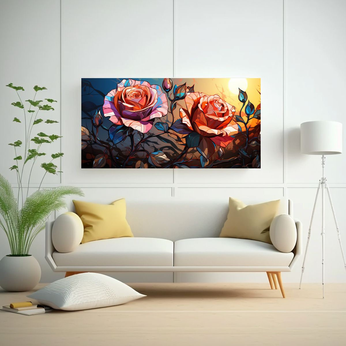 GENERICO - Cuadro Arte Decorativo Protagonismo Rosa Estilo 60x30 Cm