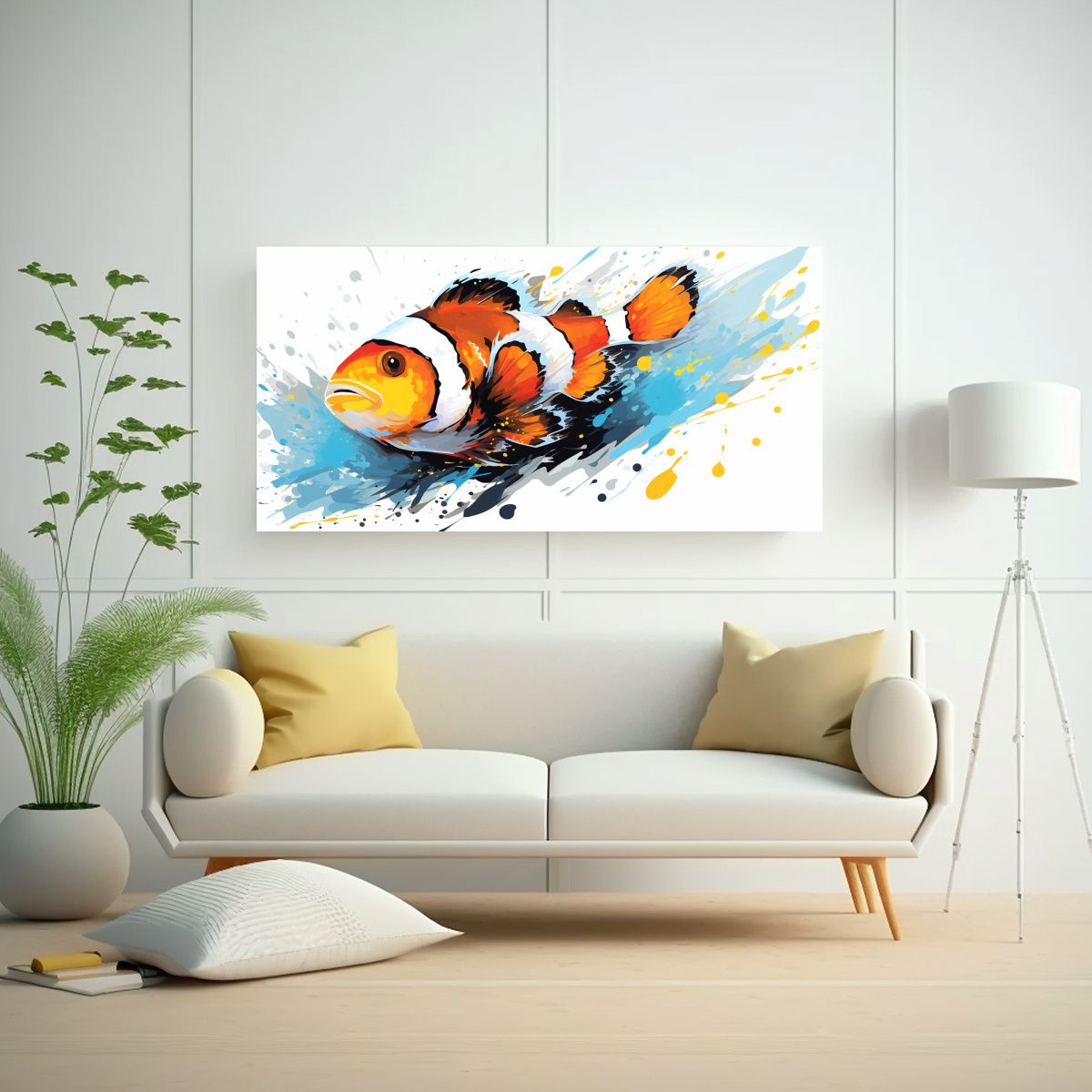 GENERICO - Cuadro Abstracto Armonía Cromática Pez Payaso 100x50 Cm