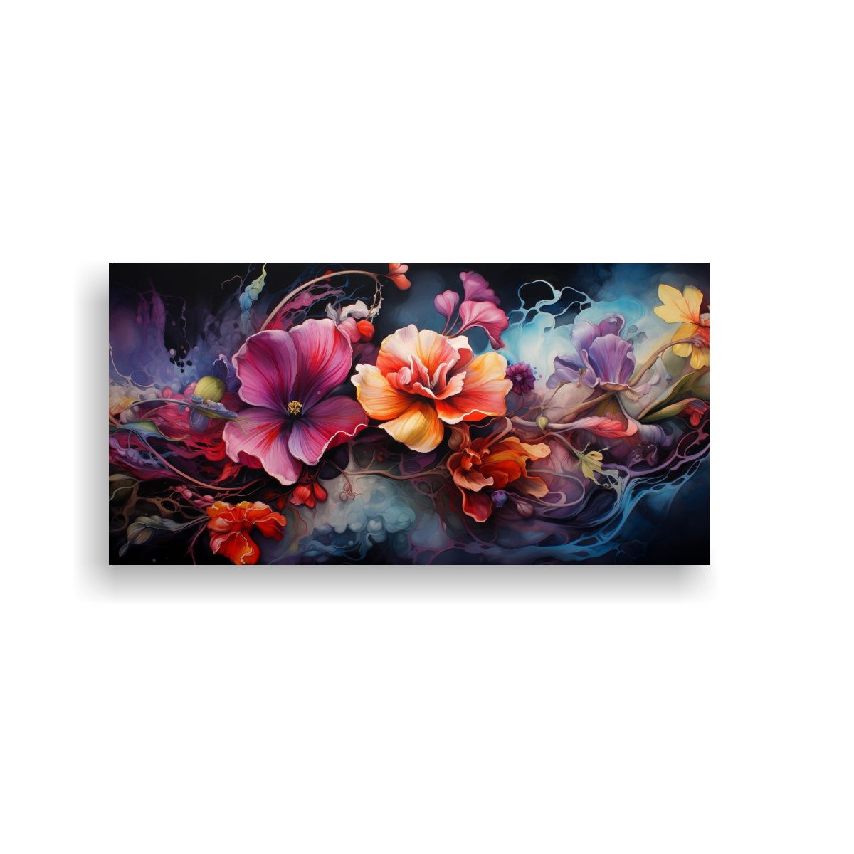 GENERICO - Pintura Abstracta Decorativa Con Flores Arte De 60x30 Cm