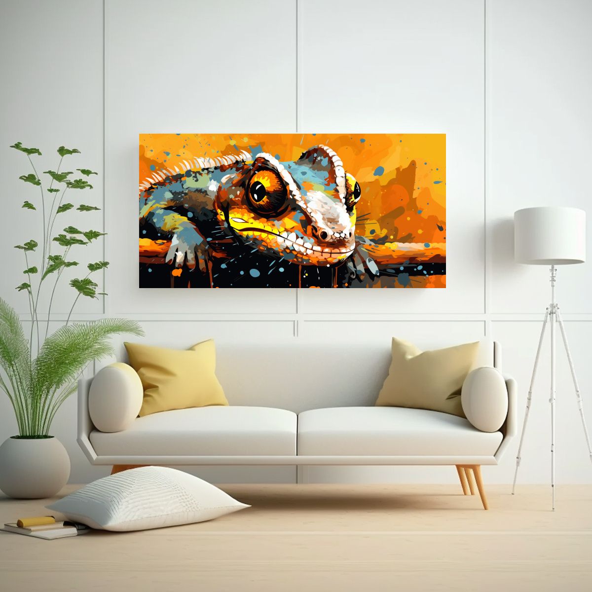 GENERICO - Cuadro Tela Líneas Chameleons Marrón Y Naranja 80x40 Cm