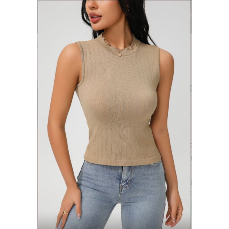 MPROPIA - Polera Corta Mujer Top Sin Manga Full Elasticada Diseño 9013