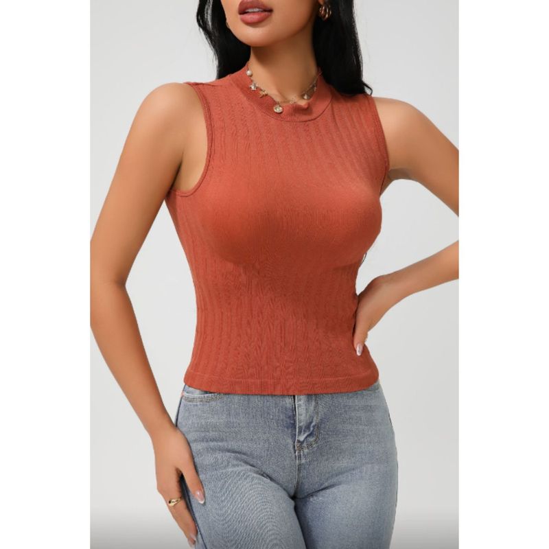 MPROPIA - Polera Corta Mujer Top Sin Manga Full Elasticada Diseño 9013