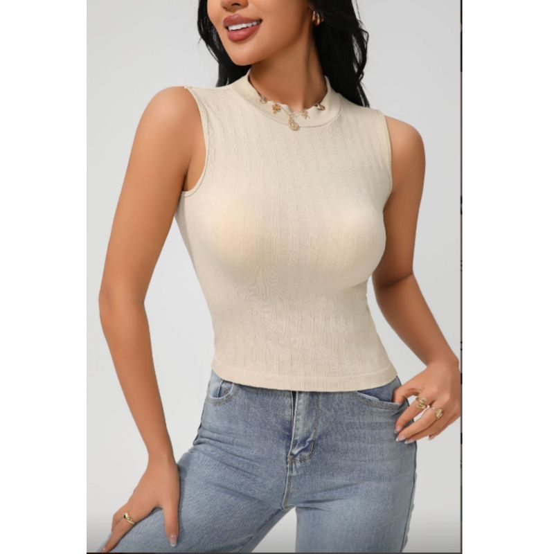 MPROPIA - Polera Corta Mujer Top Sin Manga Full Elasticada Diseño 9013