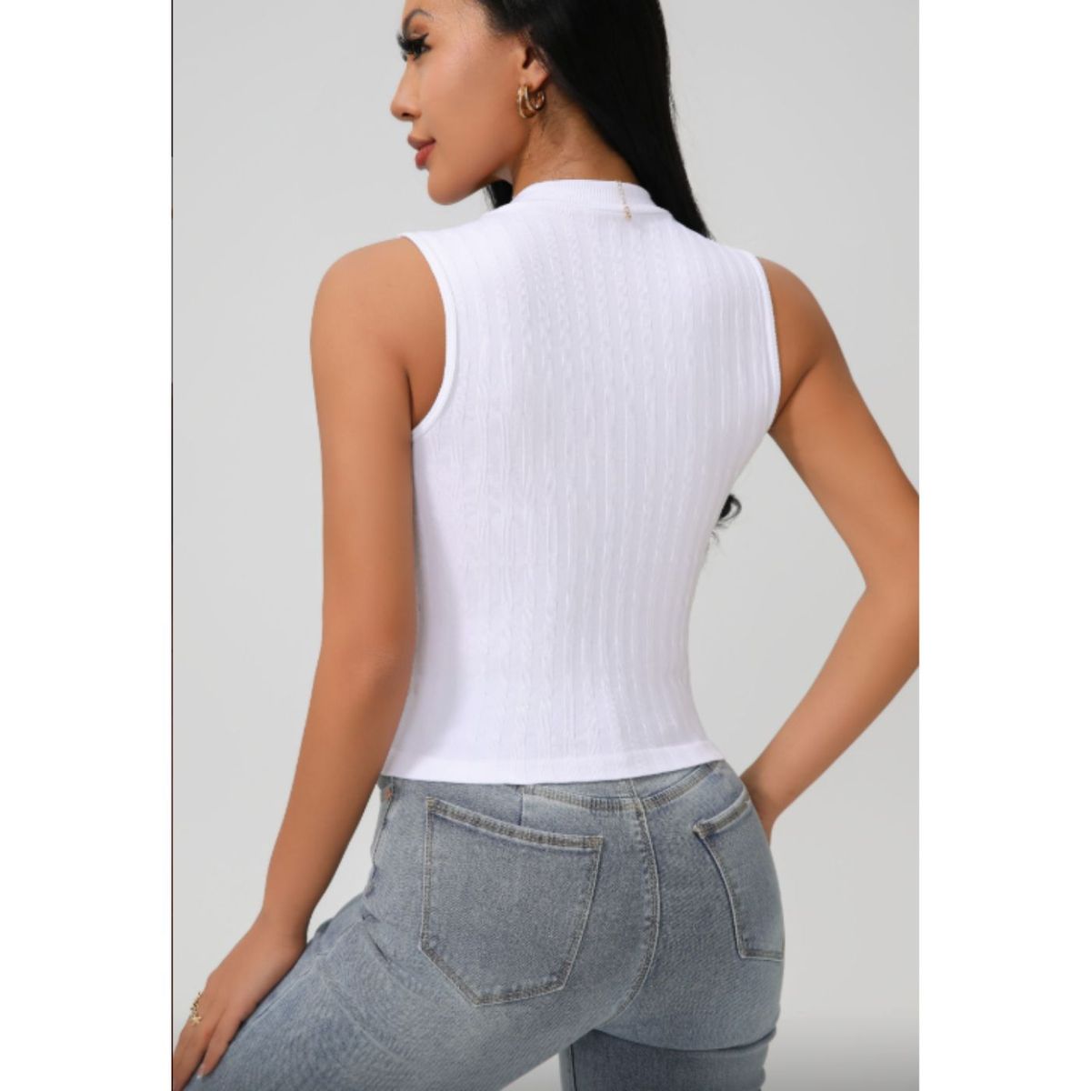 LIKE SHOP - Polera Corta Mujer Top Sin Manga Full Elasticada Diseño 9013