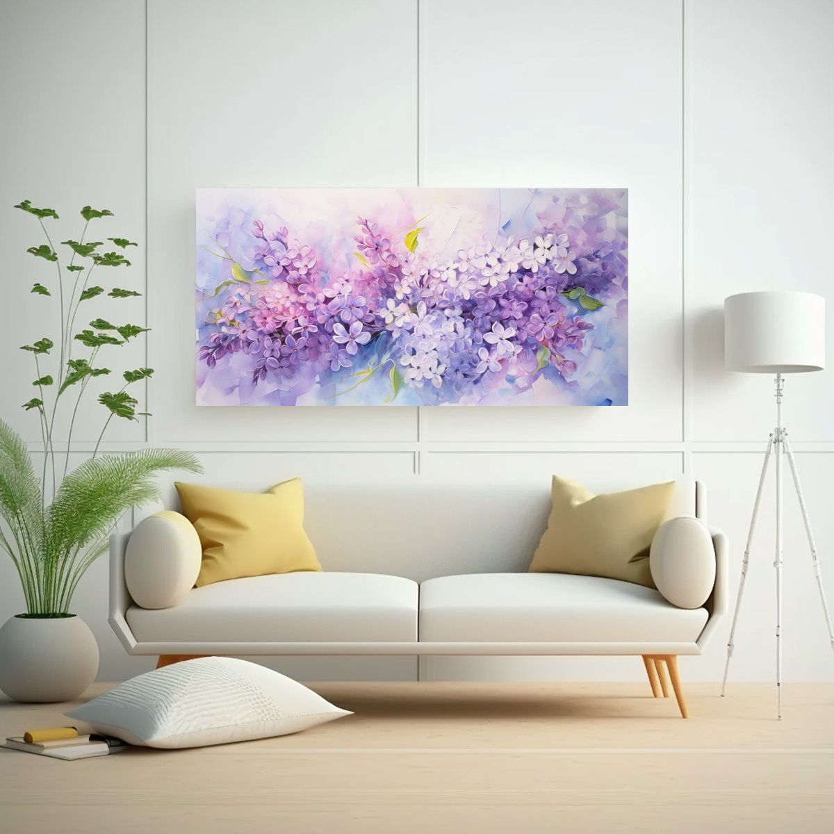 GENERICO - Pintura Abstracta De Pared En Espacio A Flores 60x30 Cm