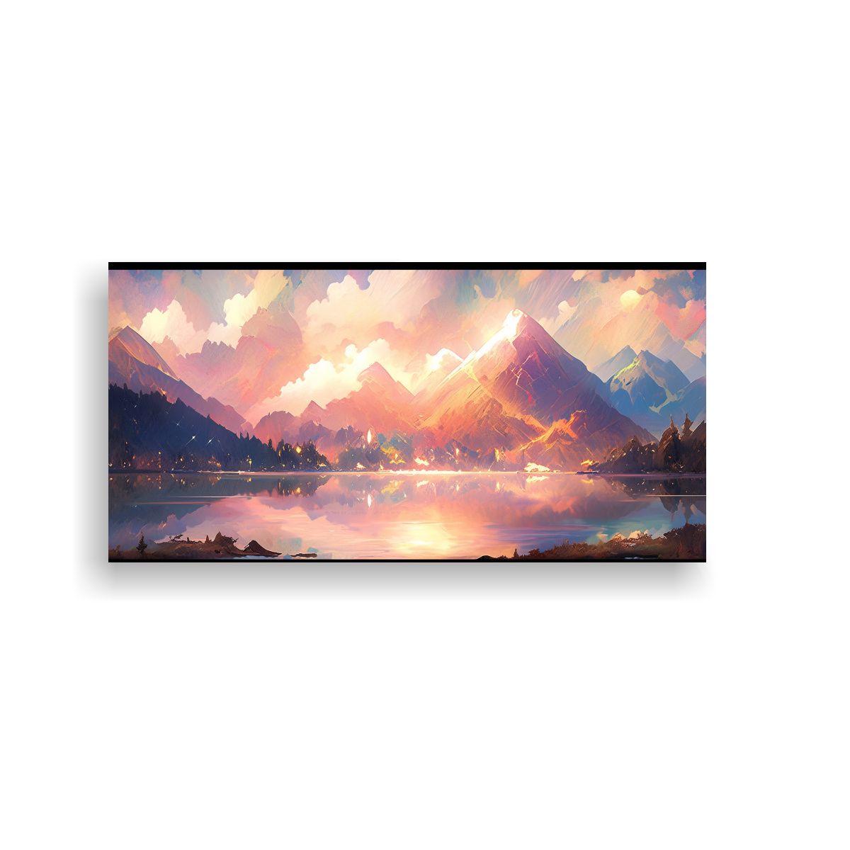 GENERICO - Pintura Inspiradora Figuras En Montañas Con 80x40 Cm