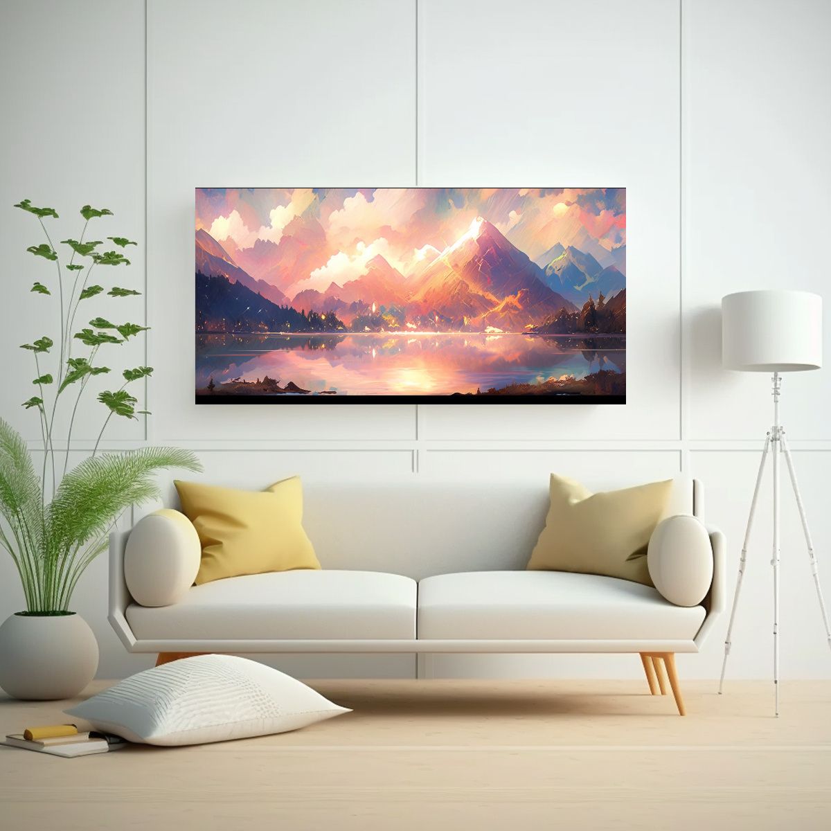 GENERICO - Pintura Inspiradora Figuras En Montañas Con 80x40 Cm