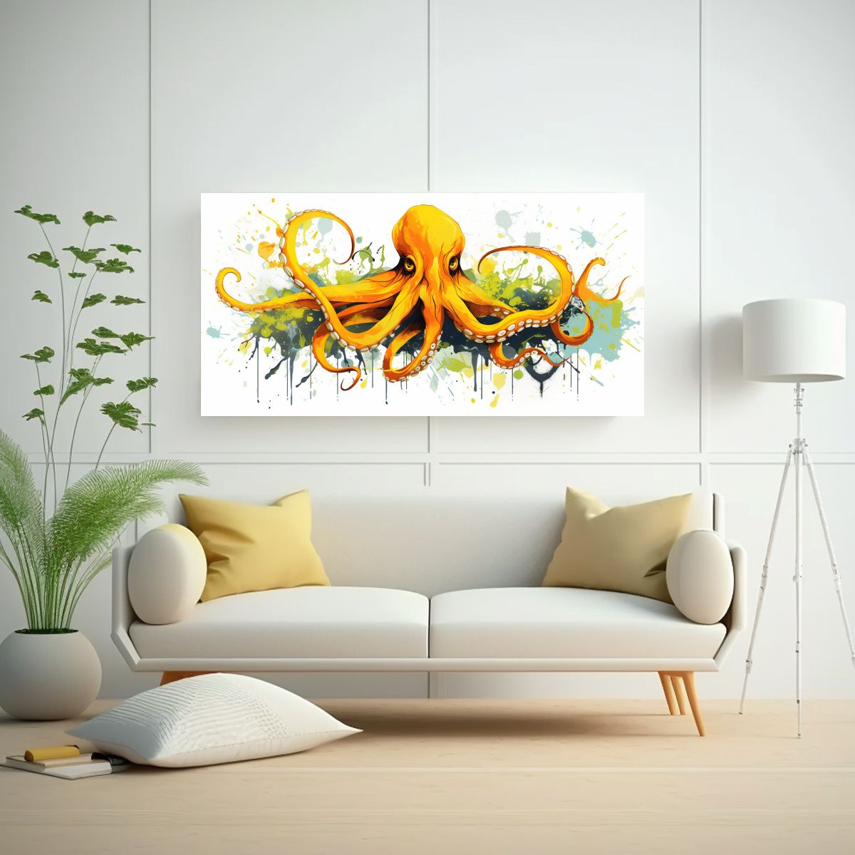 GENERICO - Cuadro Patrón Octopus En Tonos Mezclados Y 80x40 Cm