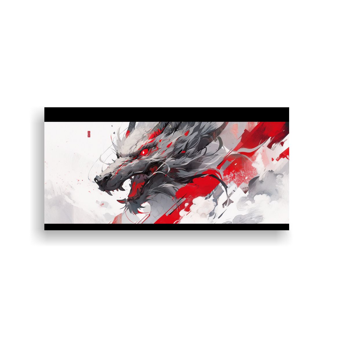 GENERICO - Cuadro Conceptual Dragón Blanco Y Rojo En 100x50 Cm