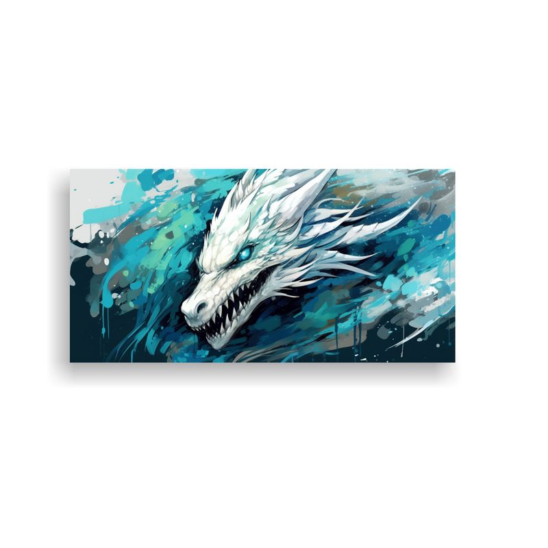 GENERICO - Pintura Decorativa Moderna Dragón En Blanco Y 100x50 Cm