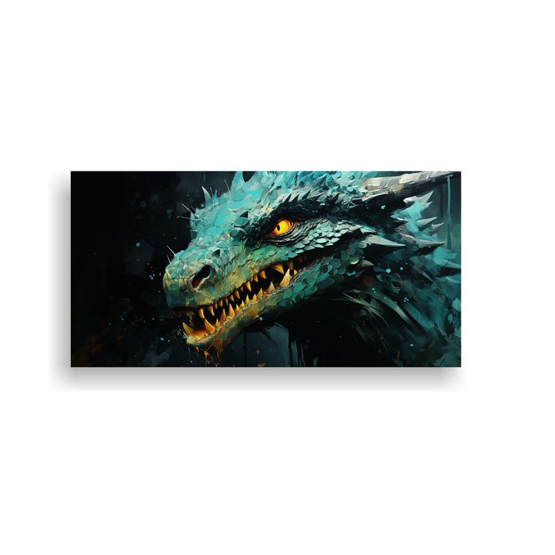 GENERICO - Cuadro Patron Vibrante De Dragon En Colores Verde 60x30 Cm