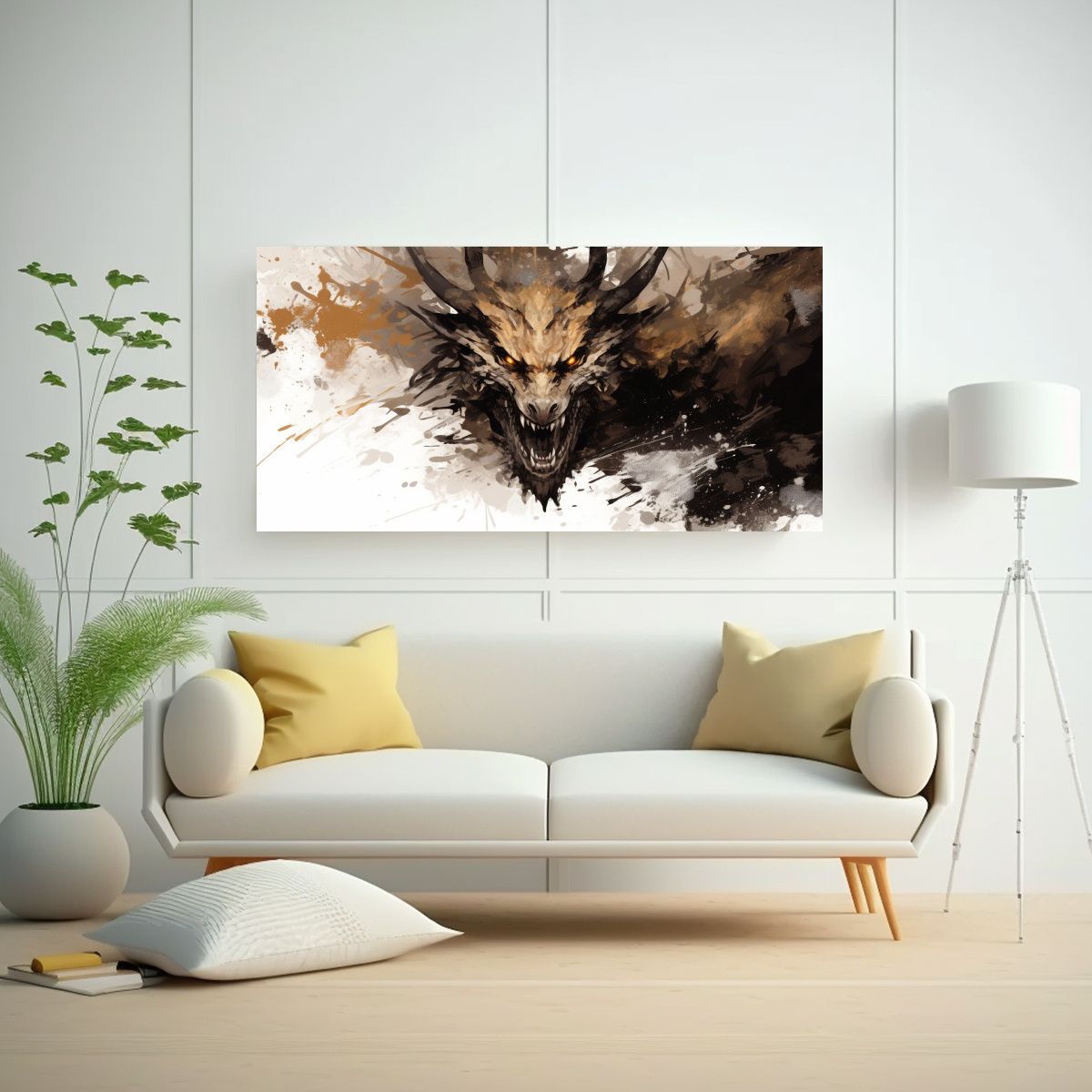 GENERICO - Pinturas Decorativas De Dragón En Tonos Marrón 60x30 Cm