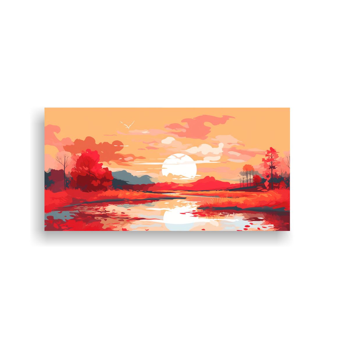 GENERICO - Paisaje Otoñal De Abstracción Mágica Con 80x40 Cm