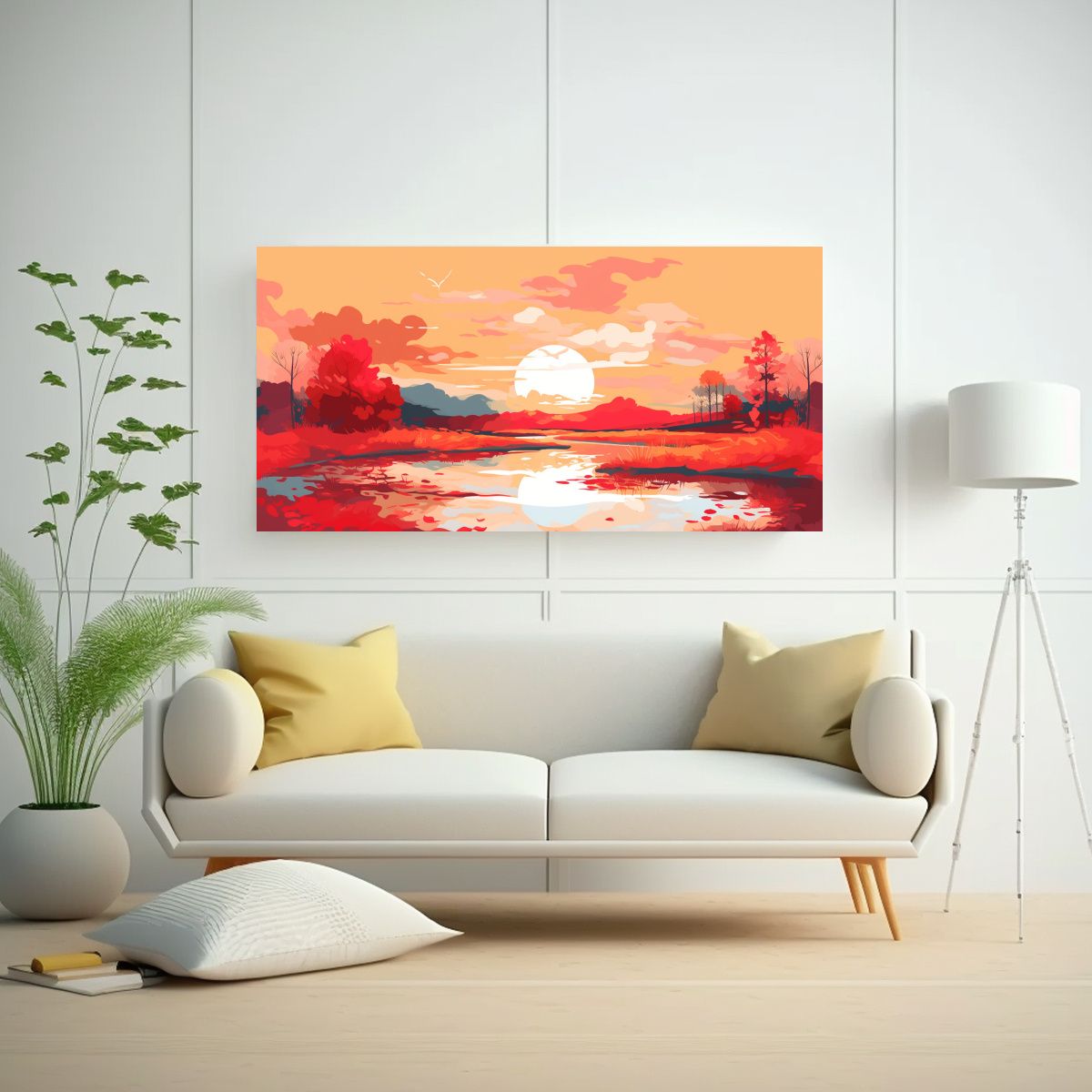 GENERICO - Paisaje Otoñal De Abstracción Mágica Con 80x40 Cm