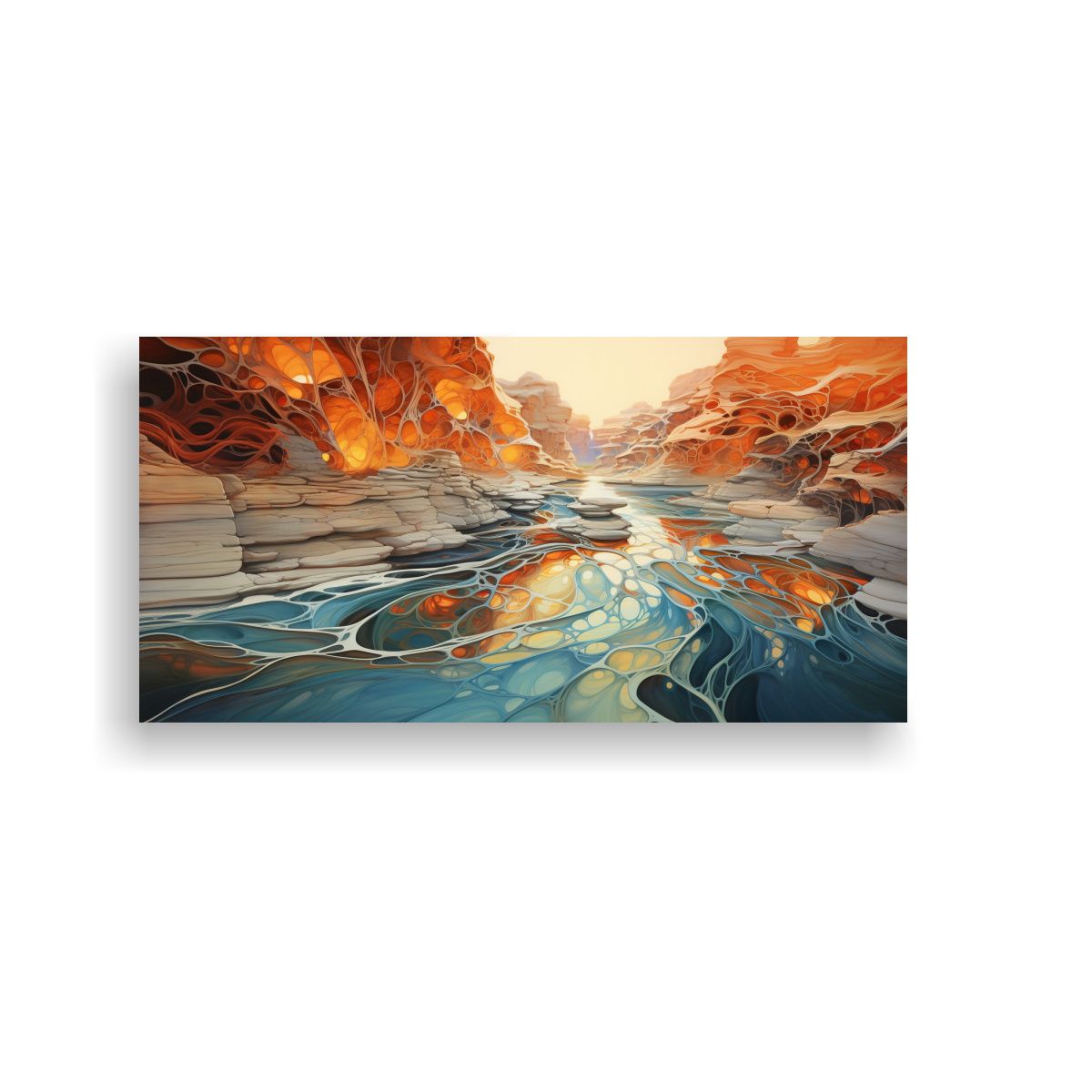 GENERICO - Pintura Abstracta Fluido Ritmo De Corrientes 100x50 Cm