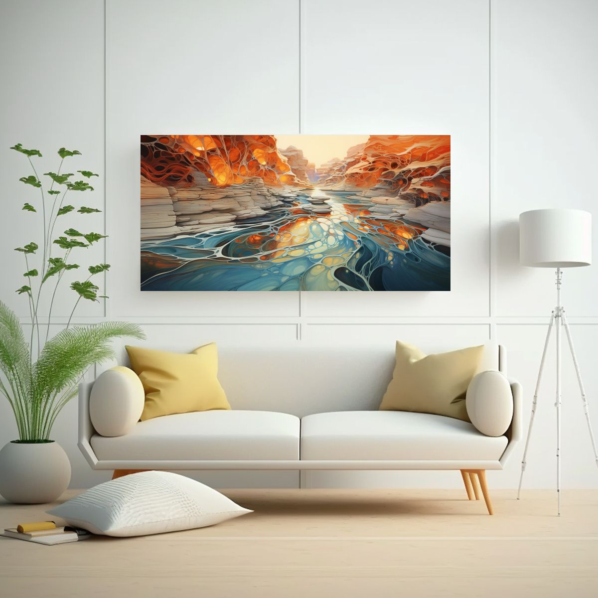 GENERICO - Pintura Abstracta Fluido Ritmo De Corrientes 100x50 Cm