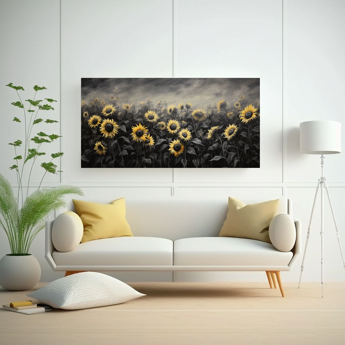 GENERICO - Galería De Arte En Lienzo Pintura De Girasoles 60x30 Cm