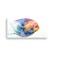 GENERICO - Pintura Acuarela Estilo Pez Disco Colores 80x40 Cm