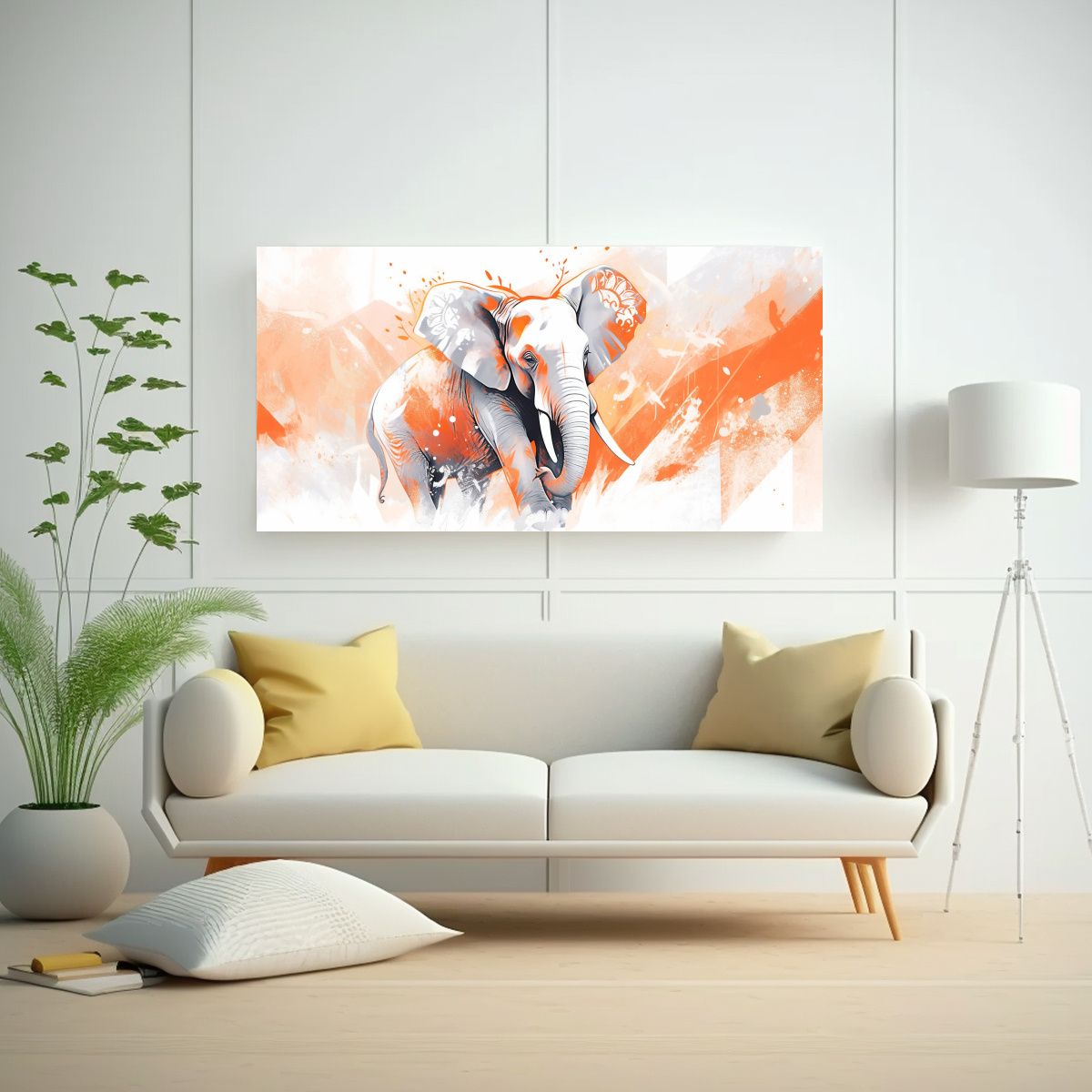 GENERICO - Pintura Decorativa De Elefante Asiático En 80x40 Cm