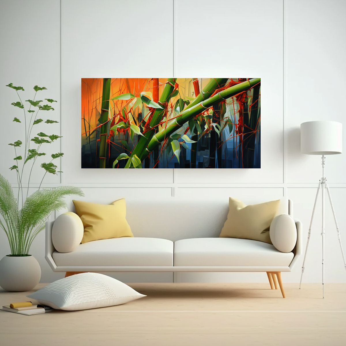 GENERICO - Pintura Abstracta De Bambú Con Detalle Alto En 100x50 Cm