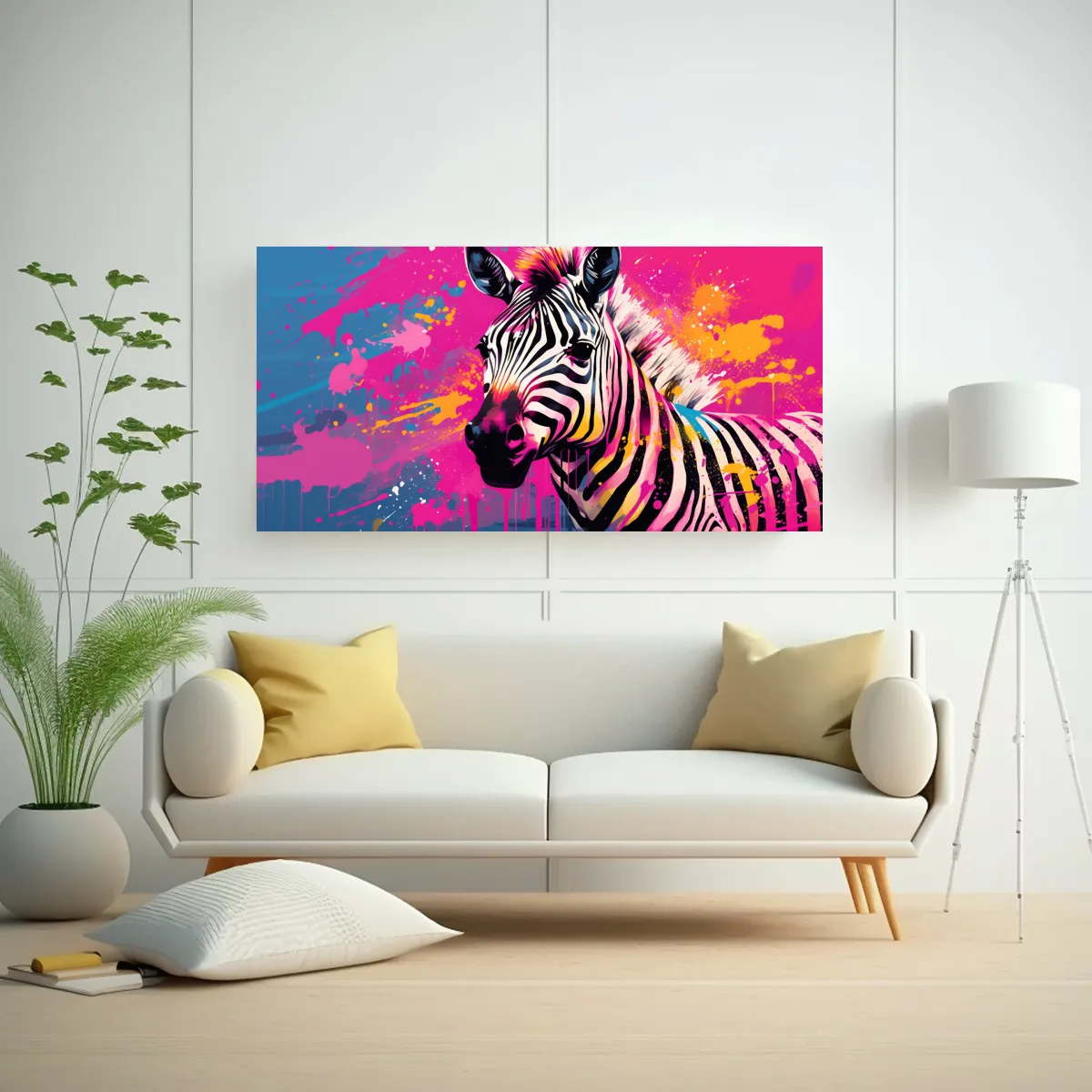 GENERICO - Cuadro Urbano Vintage Zebra En Colores Pastel Y 80x40 Cm