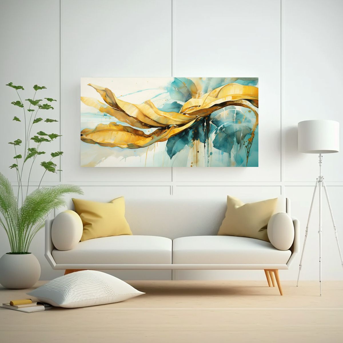 GENERICO - Pintura Abstracta De Composición Cálida Figuras 60x30 Cm