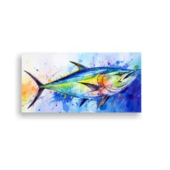 GENERICO - Pintura Moderna De Atún Estrellado En Acuarela 100x50 Cm
