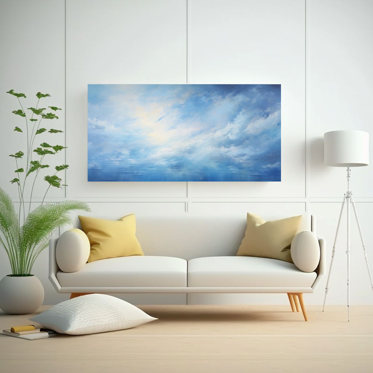 GENERICO - Pintura Abstracta Composición Sala Cielo 80x40 Cm