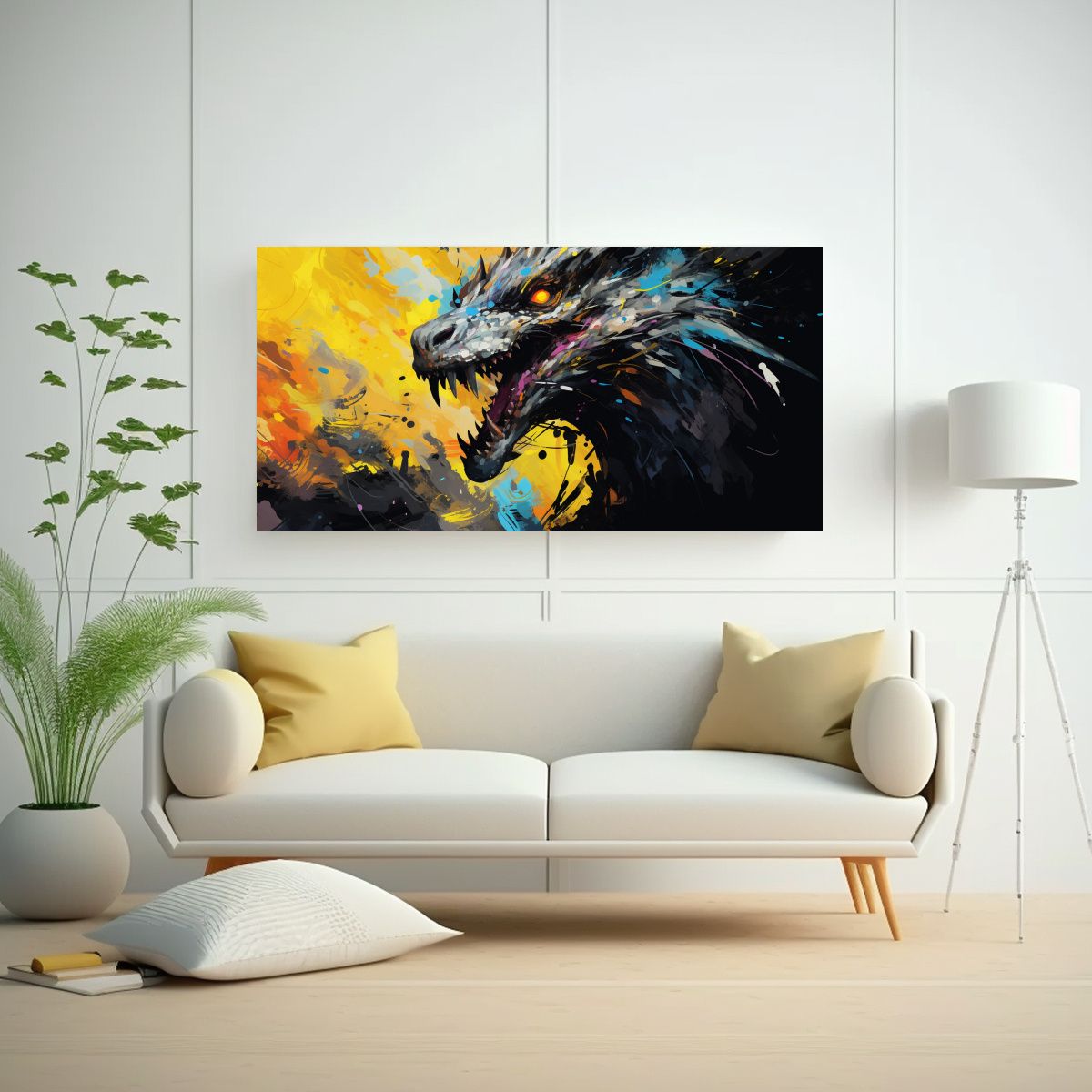 GENERICO - Pintura De Cocina Tema Dragón En Colores 80x40 Cm