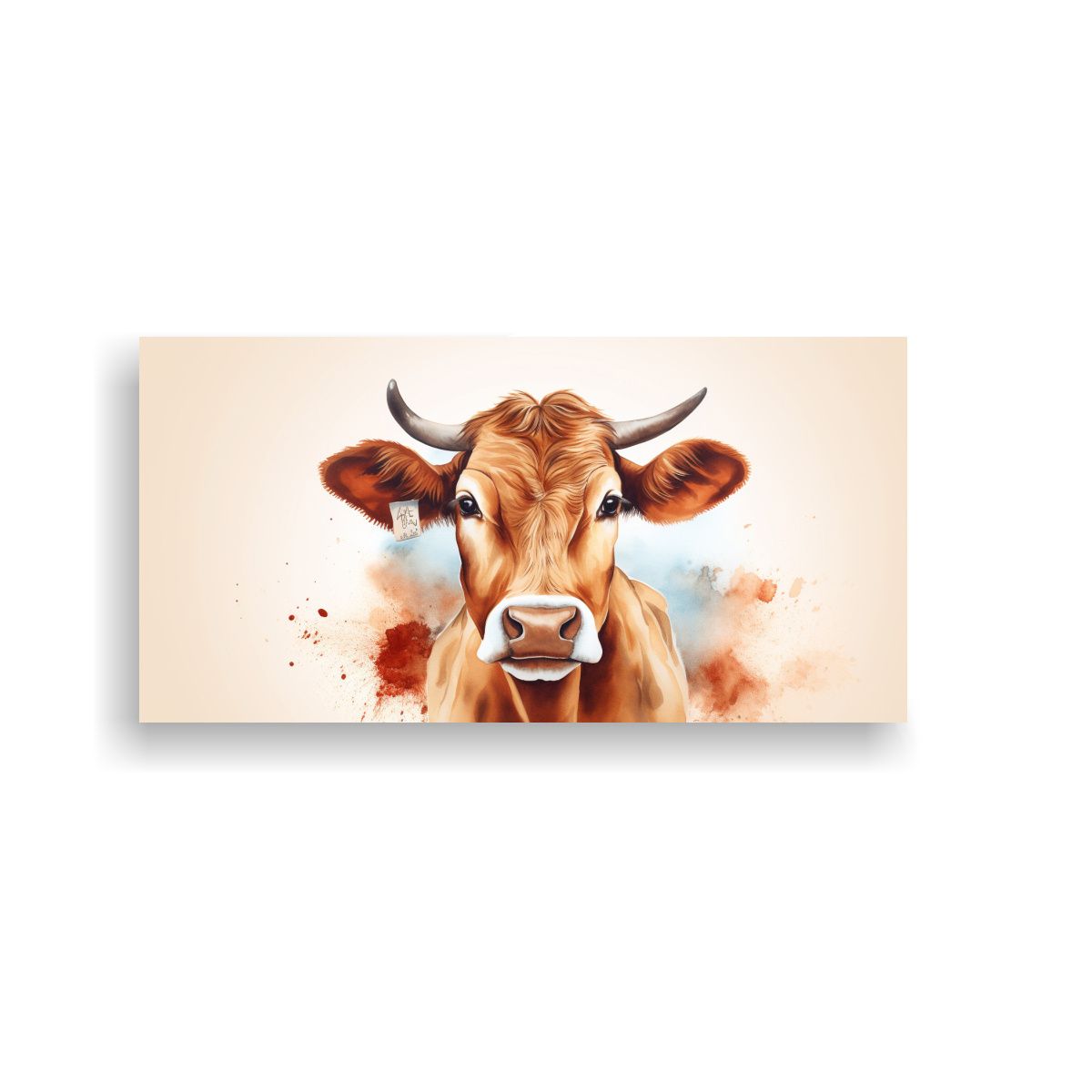 GENERICO - Cuadro Abstracto Vaca Jersey Acuarelas Coloridas 80x40 Cm