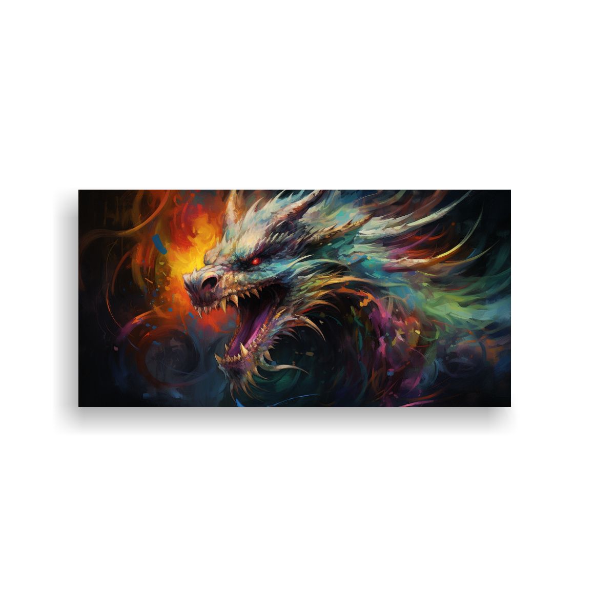 GENERICO - Pintura Al Estilo óleo Estilo Dragón Colorido 80x40 Cm