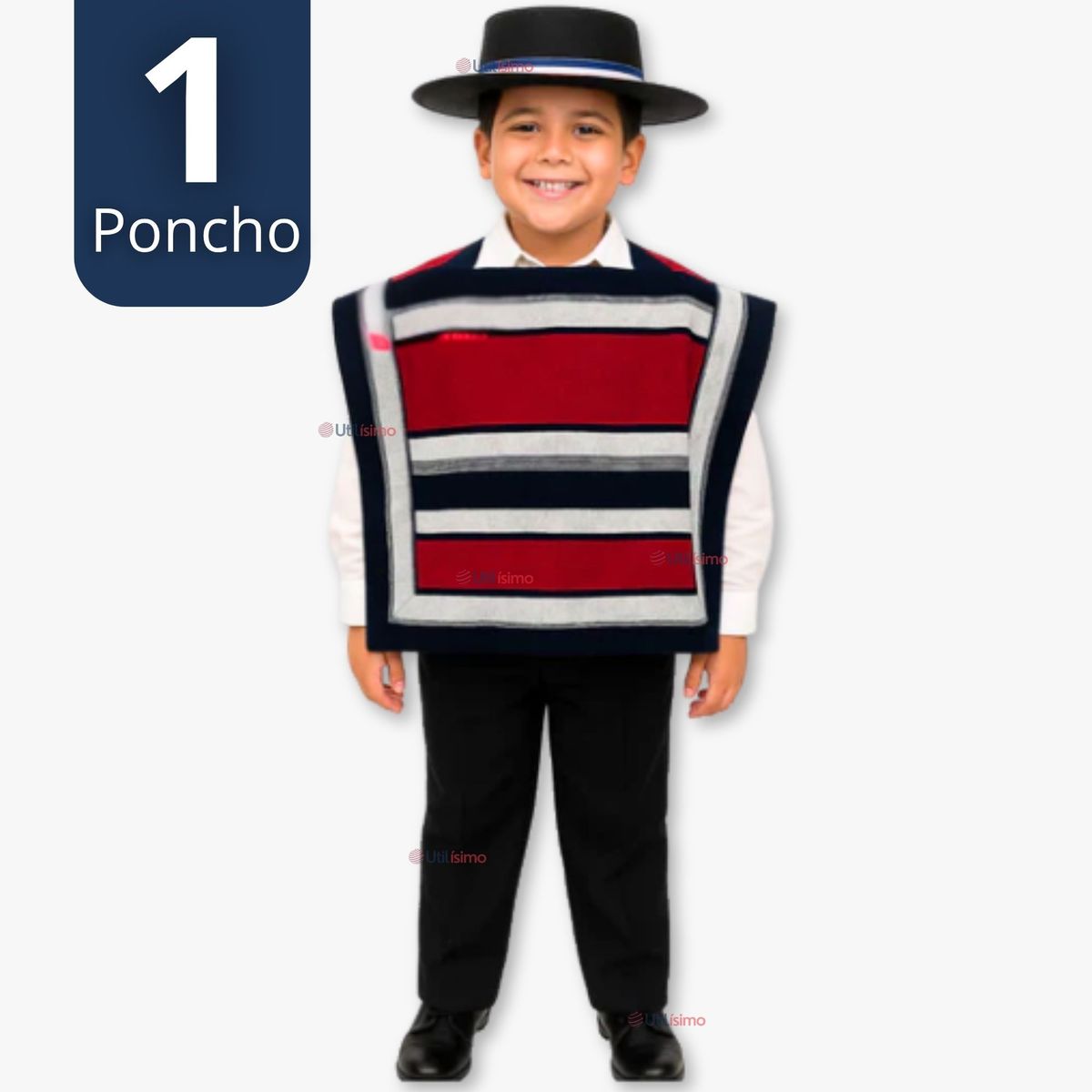 UTILISIMO - Poncho Manta Huaso Cueca Fiestas Patrias Para Niños