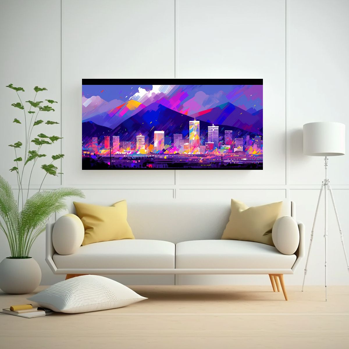 GENERICO - Cuadro Abstracto Santiago Chile En Colores 100x50 Cm