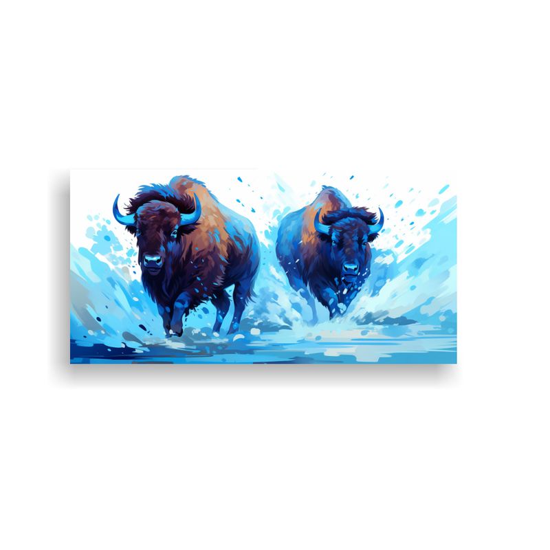 GENERICO - Pintura Decorativa Bison Y Búfalo En Colores 60x30 Cm