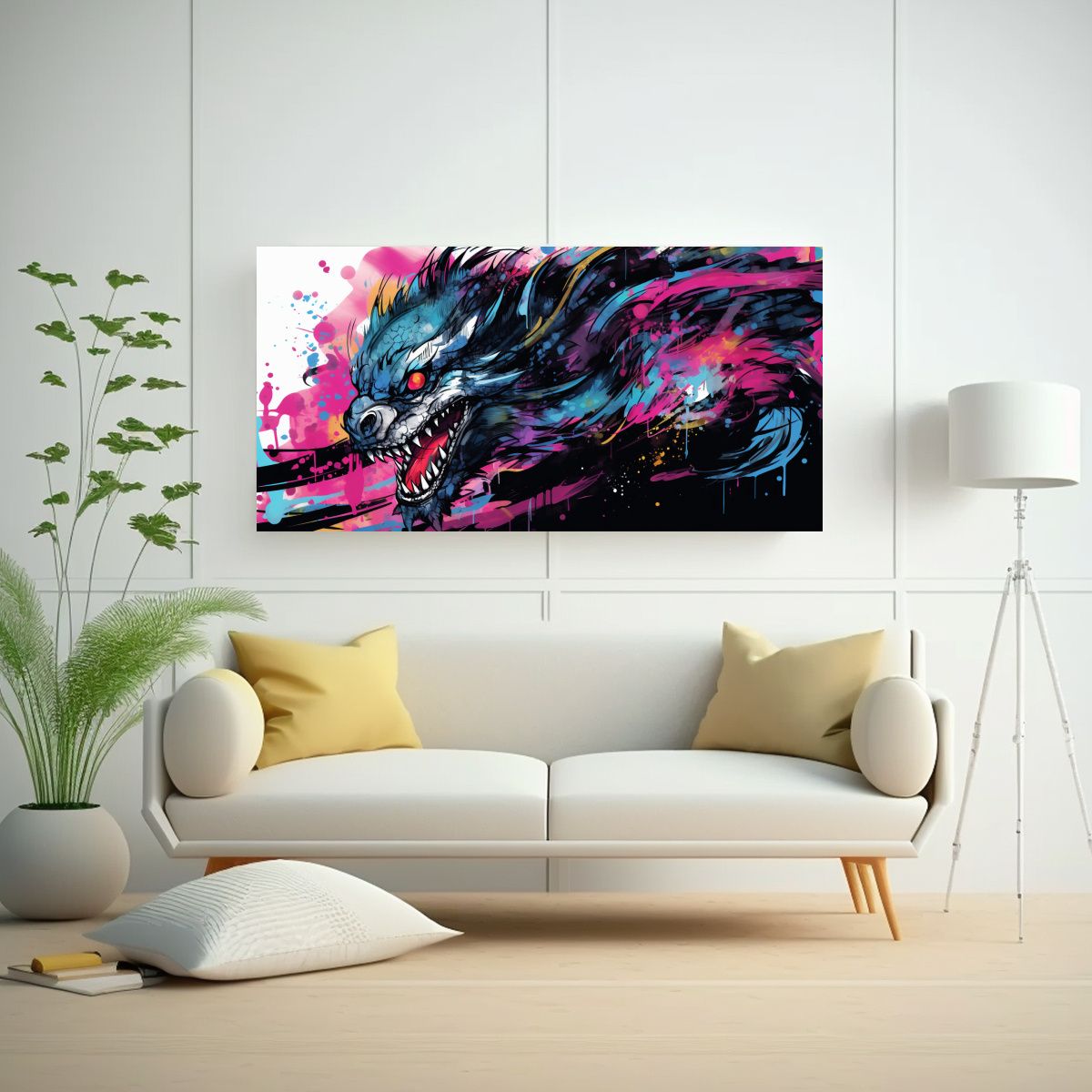 GENERICO - Pinturas Decorativas Modernas Dragón En Tonos 100x50 Cm