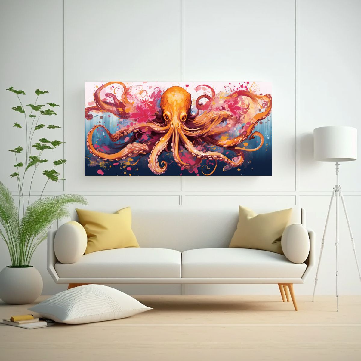 GENERICO - Cuadro Decoración Duradero Squid Oro Y Rosa Neo 60x30 Cm