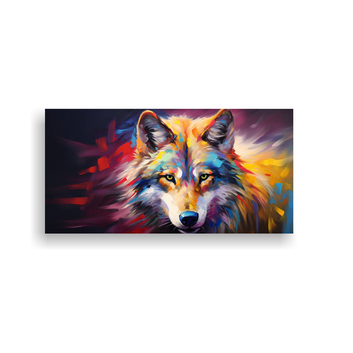 GENERICO - Obra Arte Equilibrada Lobo En Lienzo Estilo 100x50 Cm