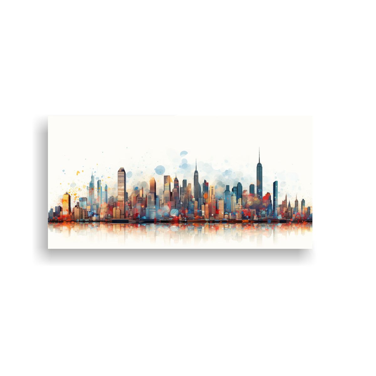 GENERICO - Paisaje Urbano Geométrico En Pinturas De 100x50 Cm