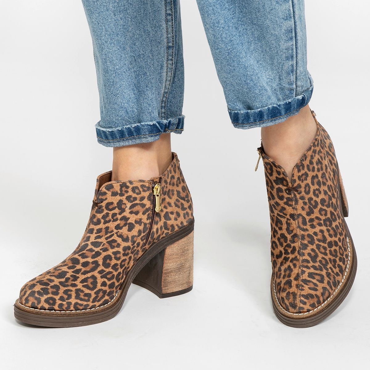 POLLINI - Botín Mujer Cuero Animal Print