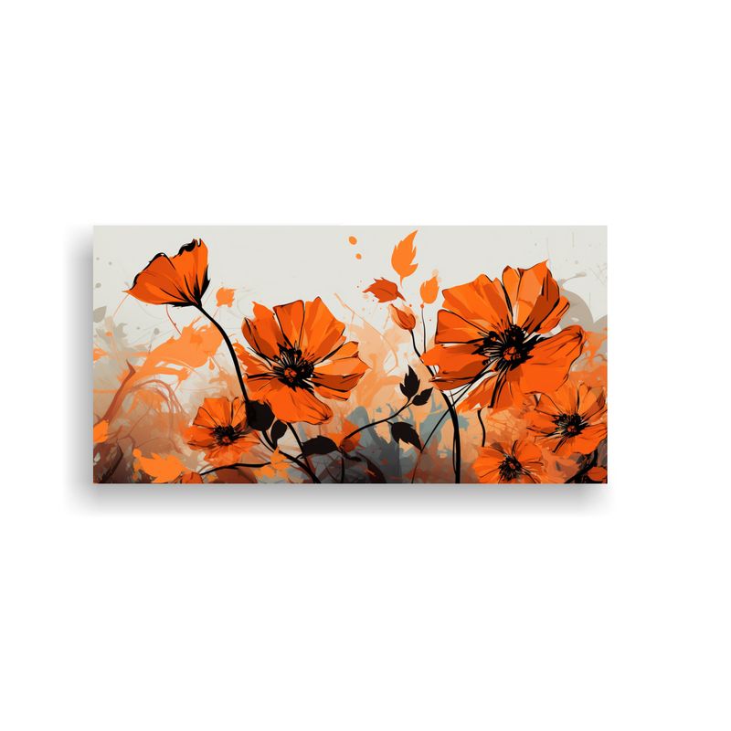 GENERICO - Cuadro Inspiración Arte Urbano Naranja Y Negro 80x40 Cm