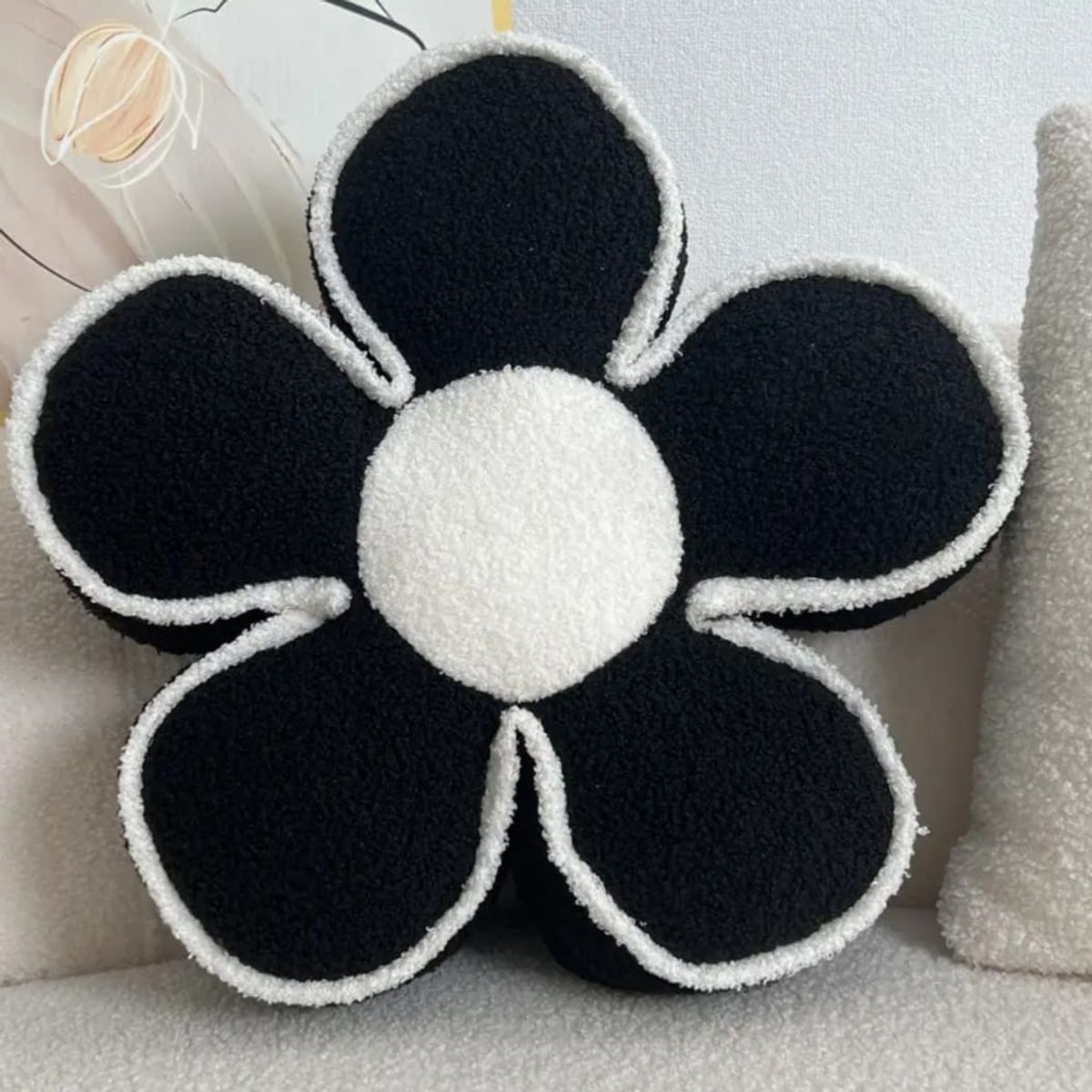 HOMEY - Pack de 2 Cojines En Forma de Flor, Felpa, color Negro