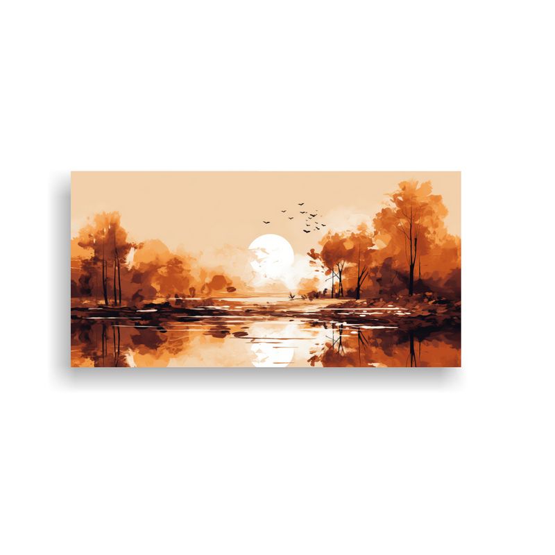 GENERICO - Paisaje De Otoño Con Colores Marrones En Arte 100x50 Cm
